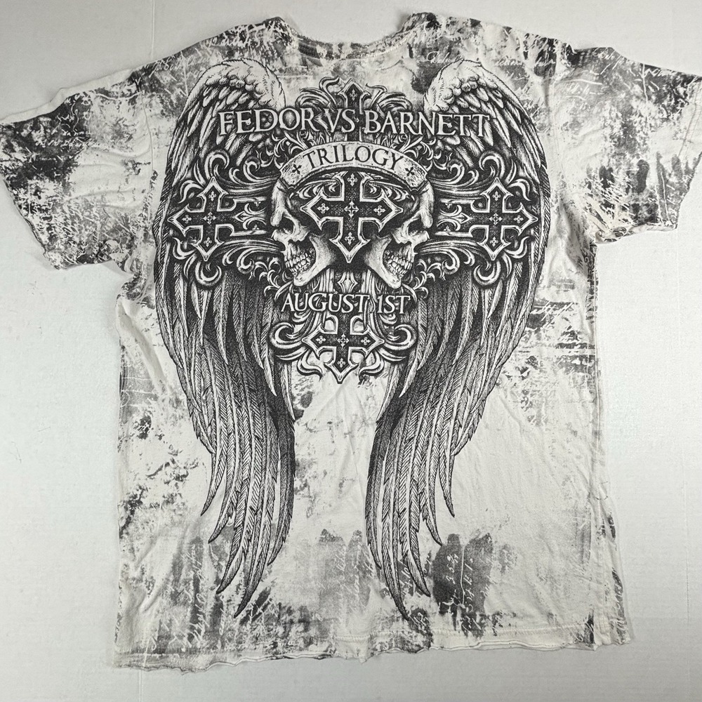 Affliction Fleur Cyber Y2K Wings Shirt Large Grunge Mallgoth MMA Fedor Barnett